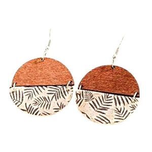 Tropical Palm Leaf Half Circle Earrings Boho Coastal Beachy Dangle Jewelry